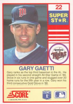 1990 Score 100 Superstars #22 Gary Gaetti Back