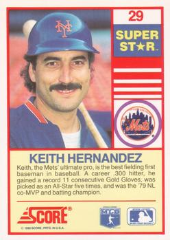 1990 Score 100 Superstars #29 Keith Hernandez Back