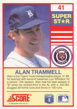 1990 Score 100 Superstars #41 Alan Trammell Back