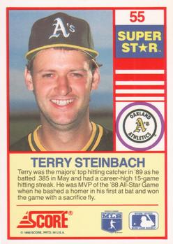 1990 Score 100 Superstars #55 Terry Steinbach Back