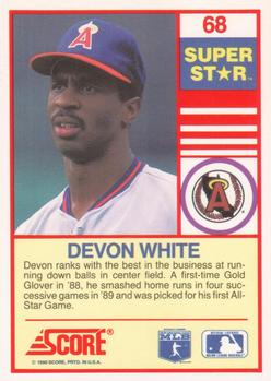 1990 Score 100 Superstars #68 Devon White Back