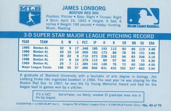 1970 Kellogg's 3-D Super Stars #49 Jim Lonborg Back