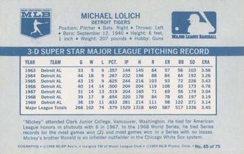 1970 Kellogg's 3-D Super Stars #65 Mickey Lolich Back