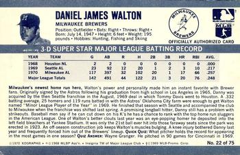 1971 Kellogg's 3-D Super Stars #22 Danny Walton  Back
