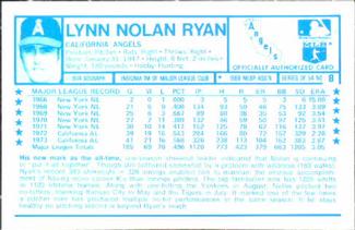 1974 Kellogg's 3-D Super Stars #8 Nolan Ryan  Back
