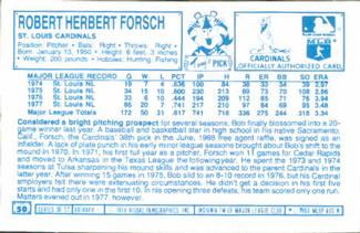 1978 Kellogg's 3-D Super Stars #50 Bob Forsch Back
