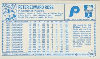 1979 Kellogg's 3-D Super Stars #22 Pete Rose Back