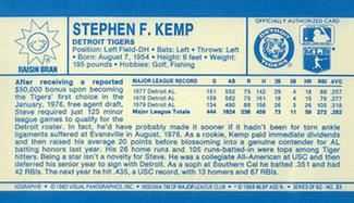 1980 Kellogg's 3-D Super Stars #33 Steve Kemp Back