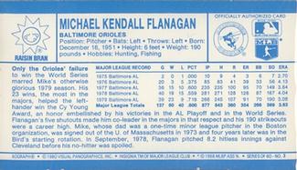 1980 Kellogg's 3-D Super Stars #3 Mike Flanagan Back