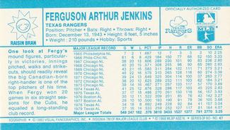 1980 Kellogg's 3-D Super Stars #47 Fergie Jenkins Back