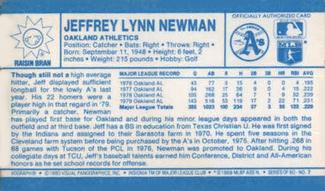 1980 Kellogg's 3-D Super Stars #7 Jeff Newman Back