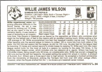 1981 Kellogg's 3-D Super Stars #24 Willie Wilson Back