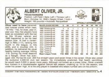 1981 Kellogg's 3-D Super Stars #4 Al Oliver Back