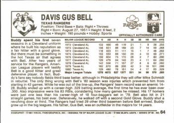 1981 Kellogg's 3-D Super Stars #64 Buddy Bell Back