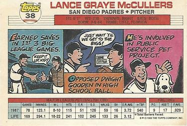 1988 Topps Big #38 Lance McCullers Back