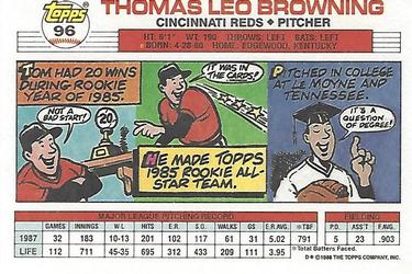 1988 Topps Big #96 Tom Browning Back