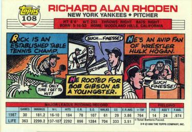 1988 Topps Big #108 Rick Rhoden Back