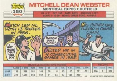 1988 Topps Big #150 Mitch Webster Back