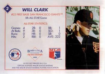 1992 Barry Colla All-Star Game #2 Will Clark Back