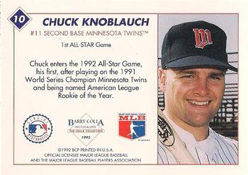 1992 Barry Colla All-Star Game #10 Chuck Knoblauch Back