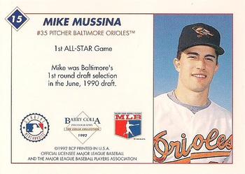 1992 Barry Colla All-Star Game #15 Mike Mussina Back