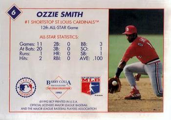 1992 Barry Colla All-Star Game #6 Ozzie Smith Back
