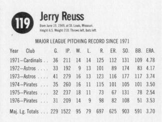 1977 Hostess #119 Jerry Reuss Back
