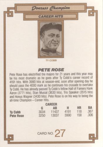 1984 Donruss Champions #27 Pete Rose Back