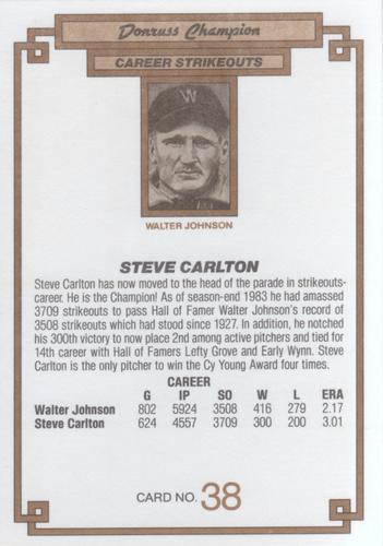 1984 Donruss Champions #38 Steve Carlton Back