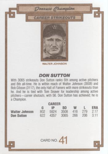 1984 Donruss Champions #41 Don Sutton Back