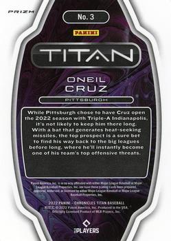 2022 Panini Chronicles - Titan Building Blocks #3 Oneil Cruz Back