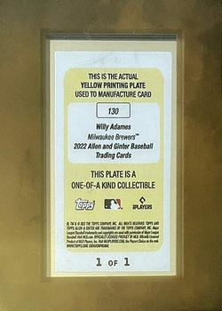 2022 Topps Allen & Ginter - Mini Framed Printing Plate Yellow #130 Willy Adames Back