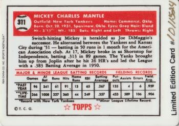 1990-92 R&N China Sports Nostalgia #311 Mickey Mantle Back