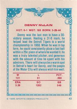 1984-85 Sports Design Products #43 Denny McLain Back