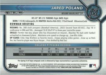 2022 Bowman Draft - Chrome Draft Pick Autographs #CDA-JPD Jared Poland Back