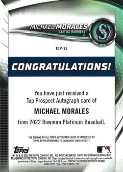 2022 Bowman Platinum - Top Prospect Autograph #TOP-23 Michael Morales Back