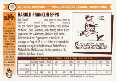 1996 St. Louis Browns Historical Society #35 Hal Epps Back