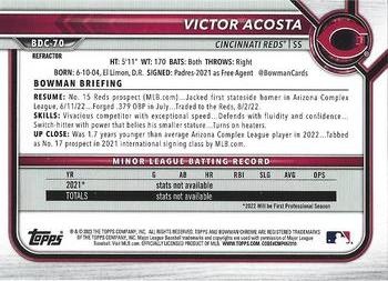 2022 Bowman Draft - Chrome Refractor #BDC-70 Victor Acosta Back
