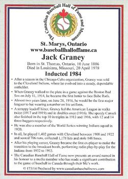 2002-23 Canadian Baseball Hall of Fame #173/14 Jack Graney Back