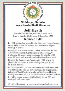 2002-23 Canadian Baseball Hall of Fame #161/14 Jeff Heath Back