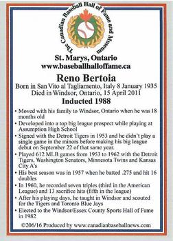 2002-23 Canadian Baseball Hall of Fame #206/16 Reno Bertoia Back