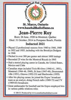 2002-23 Canadian Baseball Hall of Fame #280/21 Jean-Pierre Roy Back