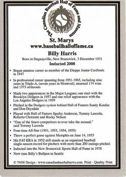 2002-23 Canadian Baseball Hall of Fame #79/08 Billy Harris Back