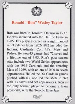 2002-23 Canadian Baseball Hall of Fame #NNO Ron Taylor Back