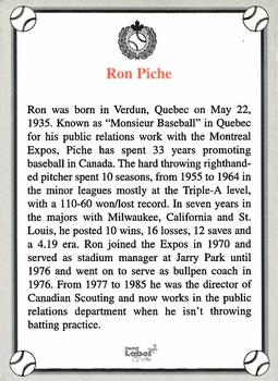 2002-23 Canadian Baseball Hall of Fame #NNO Ron Piche Back