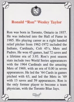 2002-23 Canadian Baseball Hall of Fame - Autographs #NNO Ron Taylor Back