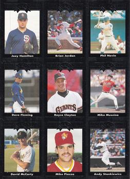 1992 Cartwrights Players Choice Silver - 9-Card Panels #19-27 Phil Nevin / Brian Jordan / Joey Hamilton / Mike Mussina / Royce Clayton / Dave Fleming / Andy Stankiewicz / Mike Piazza / David McCarty Front