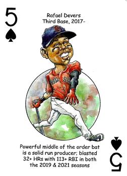 2022 Hero Decks Boston Red Sox Baseball Heroes Playing Cards (16th Edition) #5♠ Rafael Devers Front