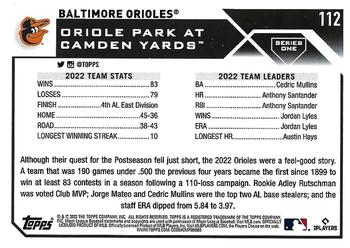 2023 Topps - Gold Foil #112 Baltimore Orioles Back