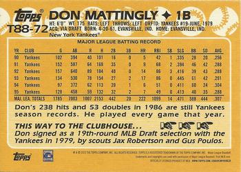 2023 Topps - 1988 Topps Baseball 35th Anniversary (Series One) #T88-72 Don Mattingly Back